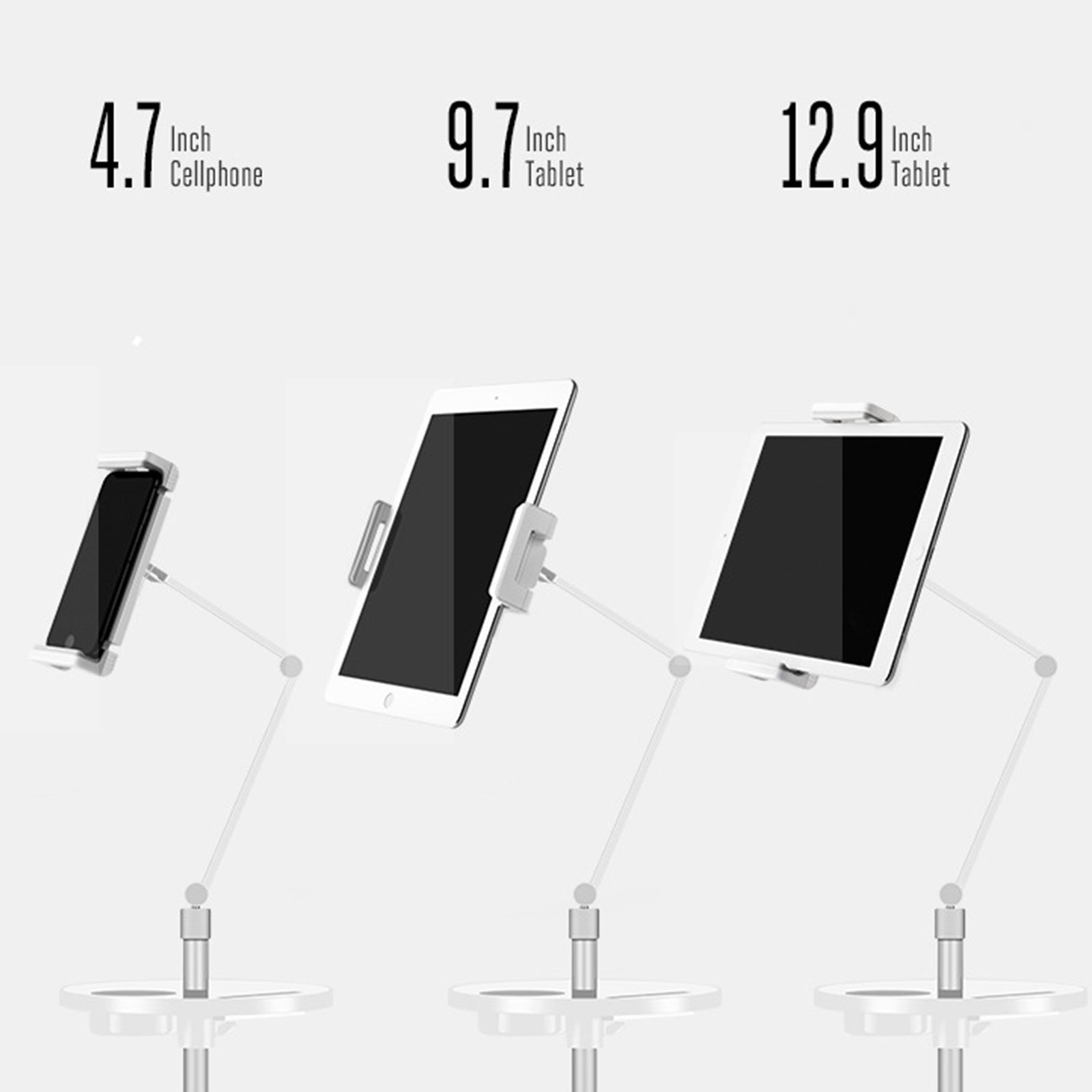 UP-9Z Phone Tablet Holder for iPhone 16 / 16 Ultra / 16 Pro / 16 Pro Max Floor Stand Height Adjustable Aluminum Alloy+ABS Lazy Bracket UP-9Z Phone Tablet Holder for iPhone 16 / 16 Ultra / 16 Pro / 16 Pro Max Floor Stand Height Adjustable Aluminum Alloy+ABS Lazy Bracket